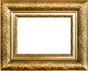 Antique gold frame isolated over white background