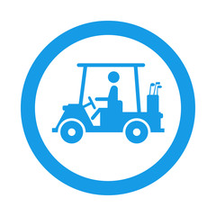 Icono redondo coche de golf azul