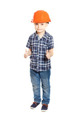 The boy in the orange helmet