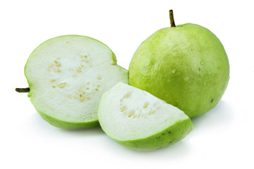 Guava (tropical fruit) on white background