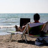 Geek Man at the beach