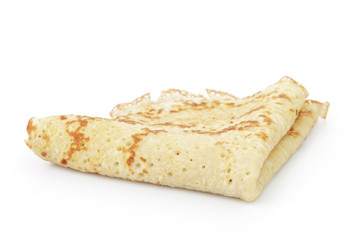 homemade blinis or crepes folded, isolated