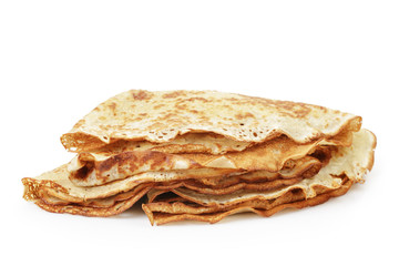 homemade blinis or crepes folded, isolated