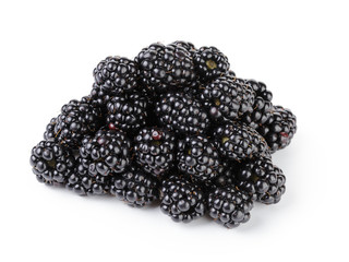heap of fresh blackberry isolated on white