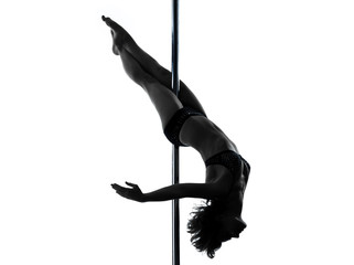 woman pole dancer crossed knee pose silhouette