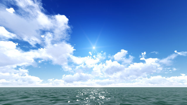 perfect sky and water of ocean. 3d render