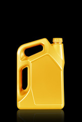 Engine oil canister  isolated on black background.