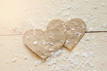 Sacking hearts  on the old board