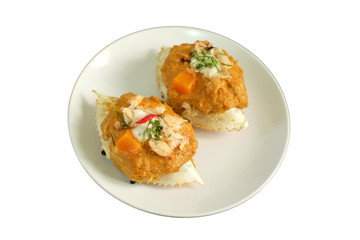 streamed crab curry in the carapace