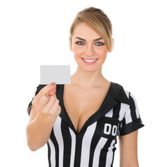 Female Referee Showing Card