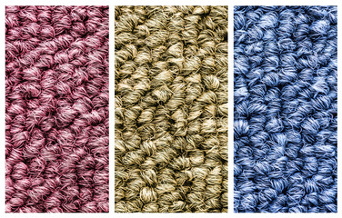 Close up three colors carpet texture