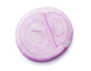 Sliced red onion on white background, shallot background