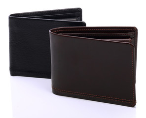Mens leather wallets on a white background 