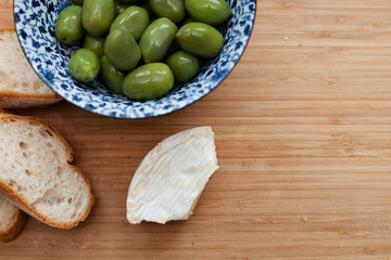 Olive, cheese, bread, Antipasti, Snack, italian
