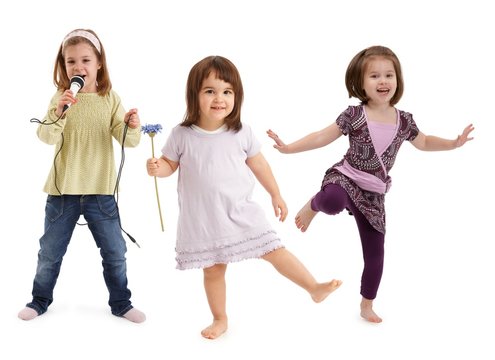 Little girls dancing having fun