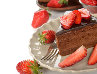 Chocolate cake with strawberries