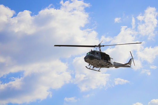 Military helocopter flying in the sky
