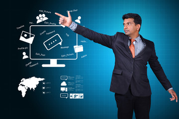Man showing social network concept