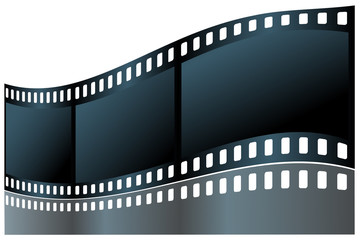Fototapeta premium Film strip on white with reflection.