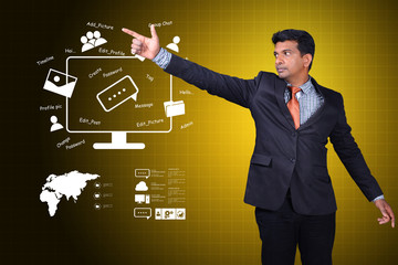 Man showing social network concept