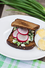 Vegetable salad on bread