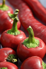 Many fresh red ripe sweet pepper