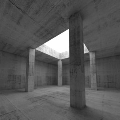 Fototapeta premium Empty dark concrete room interior with columns