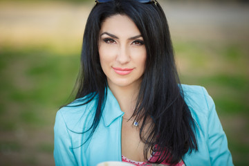 Fototapeta premium beautiful woman outdoor summer girl portrait