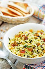 rice, wild rice, chickpeas with raisins and herbs