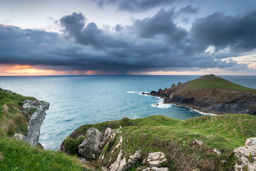 Fototapeta premium Rain Clouds over the Cornish Coast