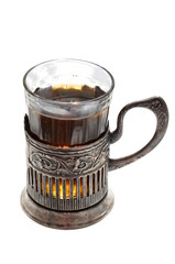 Tea set with glass-holder isolated