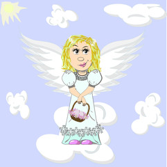 Cartoon girl - angel of sky