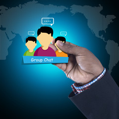 Man showing social network concept