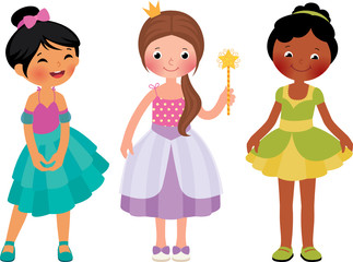 Vector illustration of children little girl in princess costume © Julia