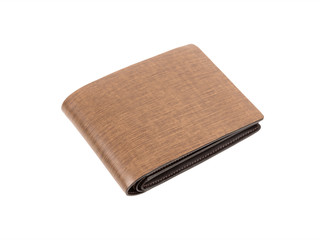 Brown leather wallet on white background