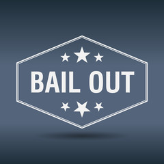 bail out hexagonal white vintage retro style label