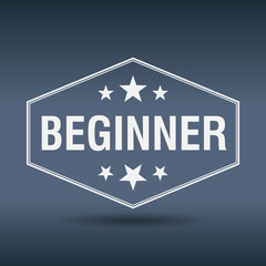 beginner hexagonal white vintage retro style label