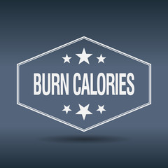 burn calories hexagonal white vintage retro style label