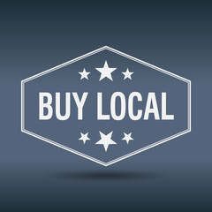 buy local hexagonal white vintage retro style label