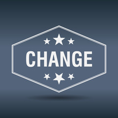 change hexagonal white vintage retro style label