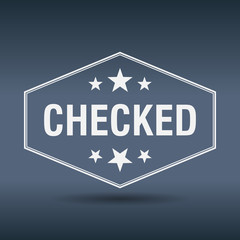 checked hexagonal white vintage retro style label