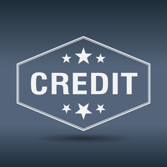 credit hexagonal white vintage retro style label