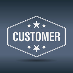 customer hexagonal white vintage retro style label