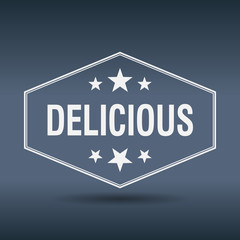 delicious hexagonal white vintage retro style label