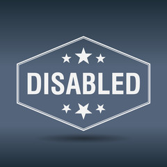 disabled hexagonal white vintage retro style label