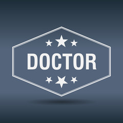 doctor hexagonal white vintage retro style label