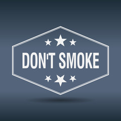 don't smoke hexagonal white vintage retro style label