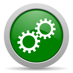 gear green glossy web icon
