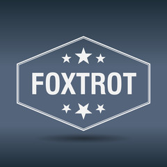 foxtrot hexagonal white vintage retro style label