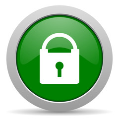 padlock green glossy web icon